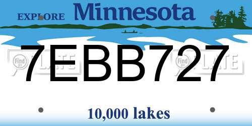 7EBB727 Minnesota License Plate