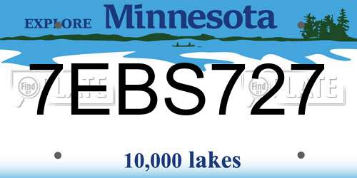 7EBS727 Minnesota License Plate