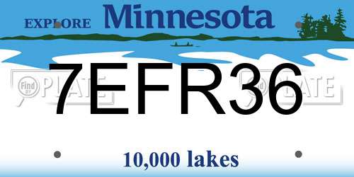 7EFR36 Minnesota License Plate