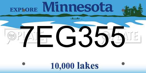7EG355 Minnesota License Plate