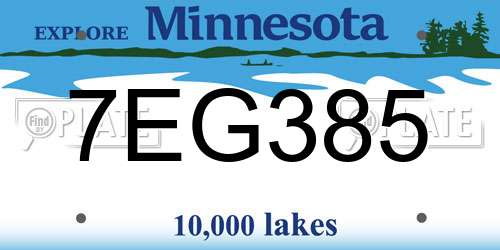 7EG385 Minnesota License Plate
