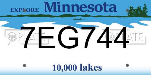 7EG744 Minnesota License Plate