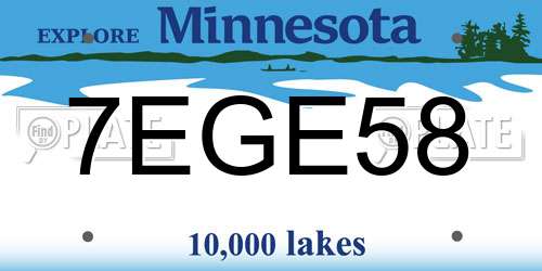 7EGE58 Minnesota License Plate