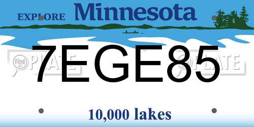 7EGE85 Minnesota License Plate