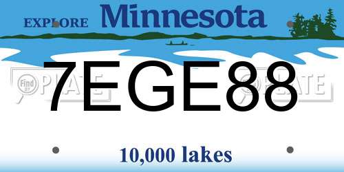 7EGE88 Minnesota License Plate