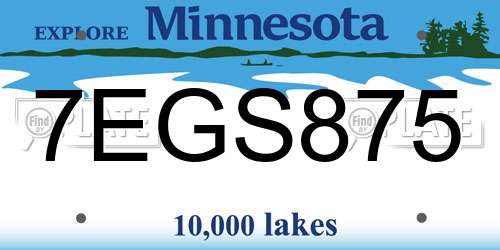 7EGS875 Minnesota License Plate