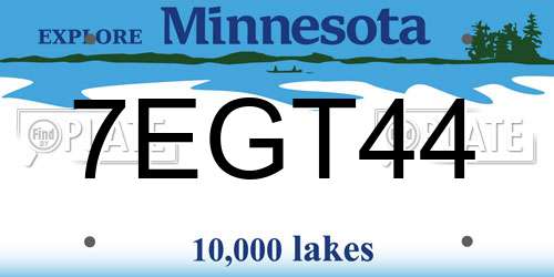 7EGT44 Minnesota License Plate
