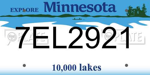 7EL2921 Minnesota License Plate