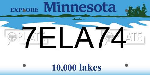 7ELA74 Minnesota License Plate