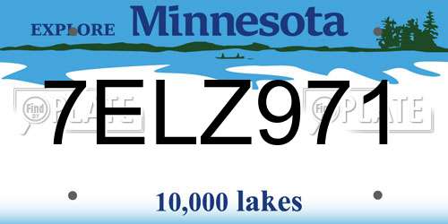 7ELZ971 Minnesota License Plate