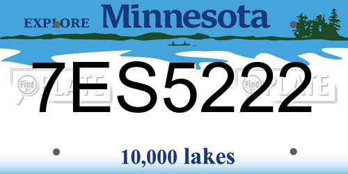 7ES5222 Minnesota License Plate