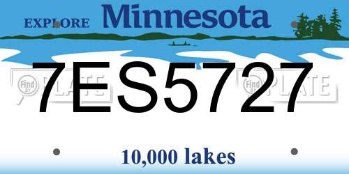 7ES5727 Minnesota License Plate