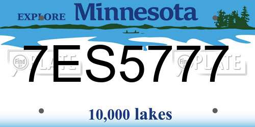 7ES5777 Minnesota License Plate