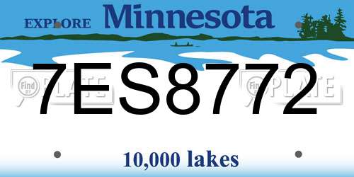 7ES8772 Minnesota License Plate