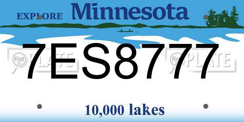 7ES8777 Minnesota License Plate