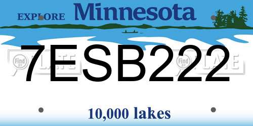 7ESB222 Minnesota License Plate