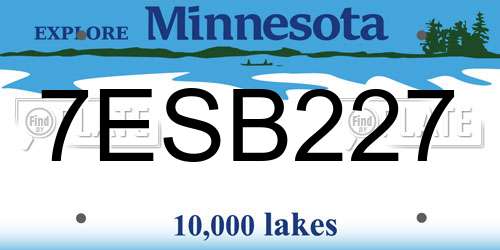7ESB227 Minnesota License Plate