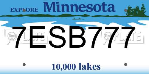 7ESB777 Minnesota License Plate