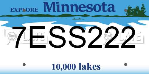 7ESS222 Minnesota License Plate