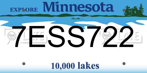 7ESS722 Minnesota License Plate
