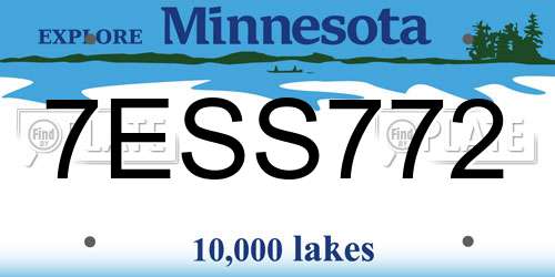 7ESS772 Minnesota License Plate