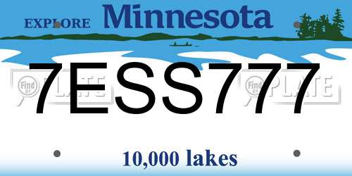 7ESS777 Minnesota License Plate