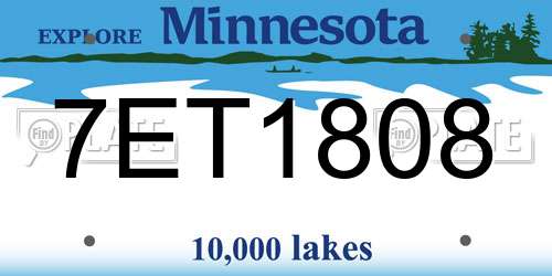 7ET1808 Minnesota License Plate