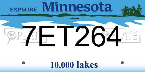 7ET264 Minnesota License Plate