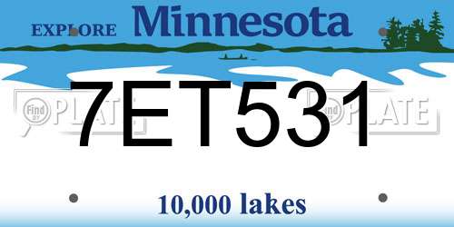 7ET531 Minnesota License Plate