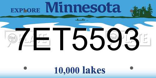 7ET5593 Minnesota License Plate
