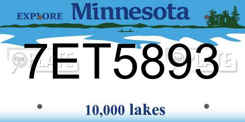 7ET5893 Minnesota License Plate