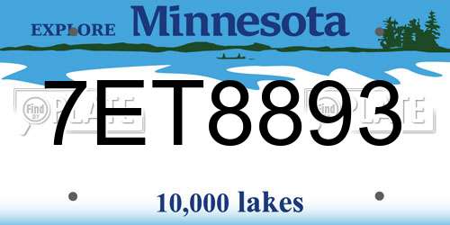 7ET8893 Minnesota License Plate