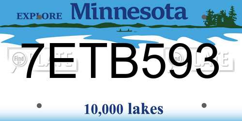 7ETB593 Minnesota License Plate
