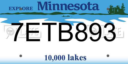 7ETB893 Minnesota License Plate