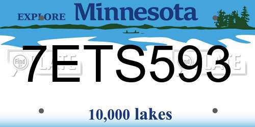 7ETS593 Minnesota License Plate