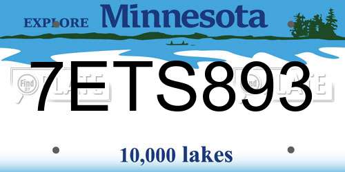 7ETS893 Minnesota License Plate