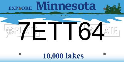 7ETT64 Minnesota License Plate