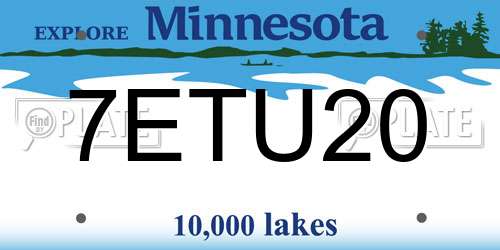 7ETU20 Minnesota License Plate