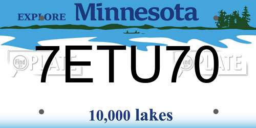 7ETU70 Minnesota License Plate