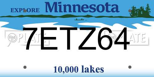 7ETZ64 Minnesota License Plate