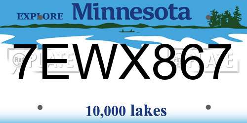 7EWX867 Minnesota License Plate