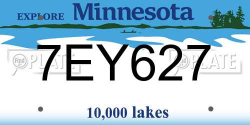 7EY627 Minnesota License Plate