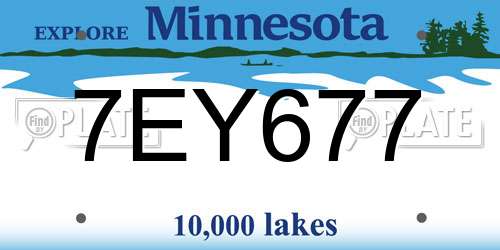 7EY677 Minnesota License Plate