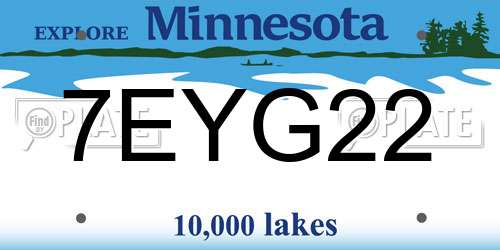 7EYG22 Minnesota License Plate
