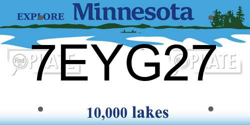 7EYG27 Minnesota License Plate