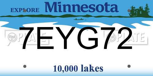 7EYG72 Minnesota License Plate