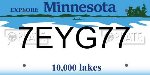 7EYG77 Minnesota License Plate