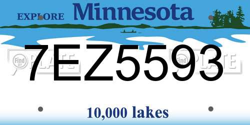 7EZ5593 Minnesota License Plate