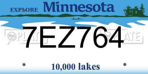 7EZ764 Minnesota License Plate