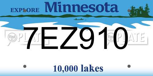 7EZ910 Minnesota License Plate